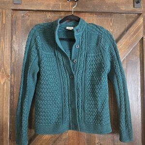 L.L. Bean Stitchworks Teal Cable Knit Sweater